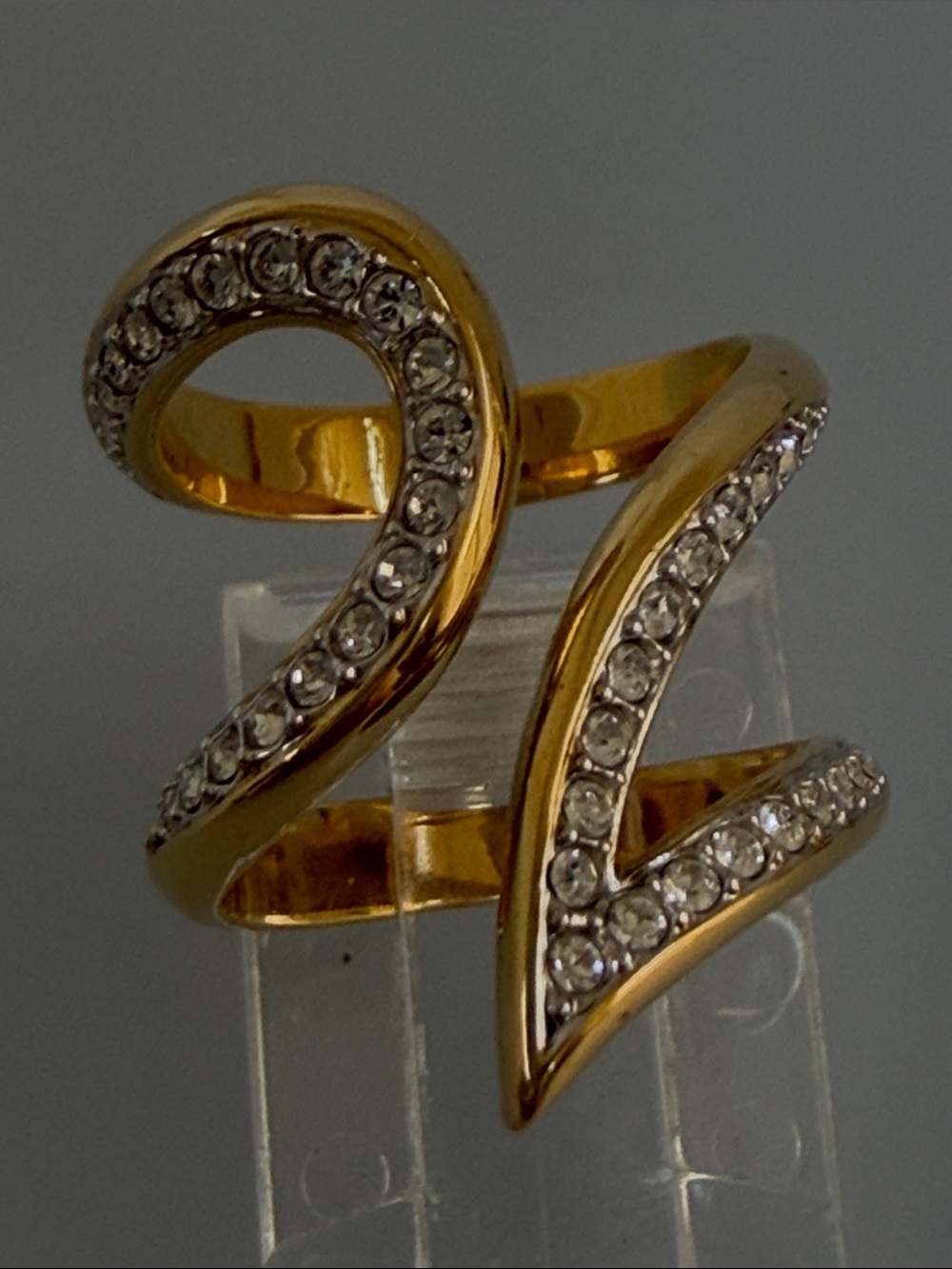 Swarovski Gold-Tone Crystal Spiral Wrap Ring